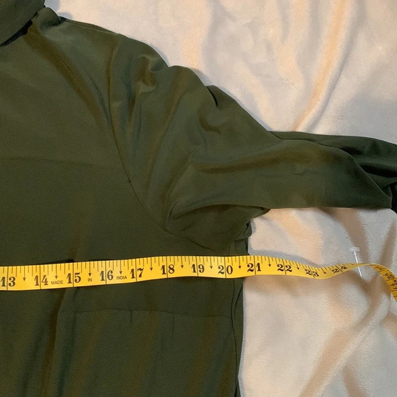 MSK women size 1x quart zip army green mini dress 3/4 sleeve circle zipper hook - Picture 8 of 9